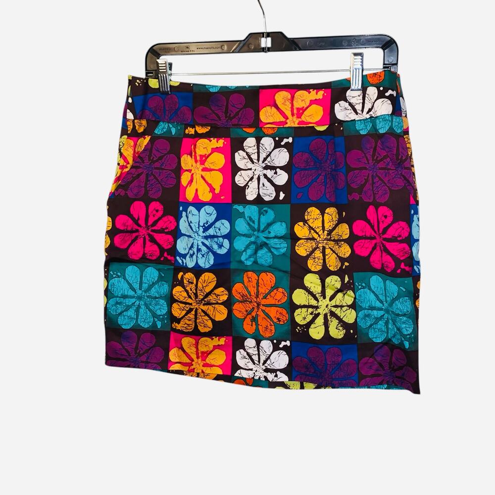 Trina Turk Mini Skirt Retro Floral Boho Patchwork Flower Power, Size 8 - Picture 4 of 7